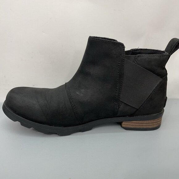 SOREL Emelie Chelsea Waterproof Ankle Boots Booties Leather Black Womens 8.5 - Picture 11 of 13